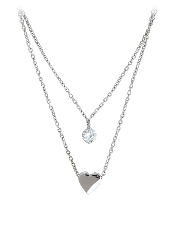 Halskette 2-reihig Herz Silber